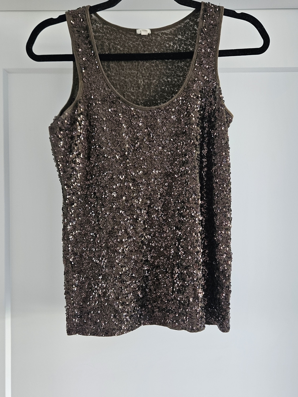 J. Crew Brown Sequin Tank Top